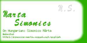 marta simonics business card